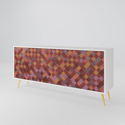 PAINTED SQUARES Madia a 3 Ante in Finitura Bianca