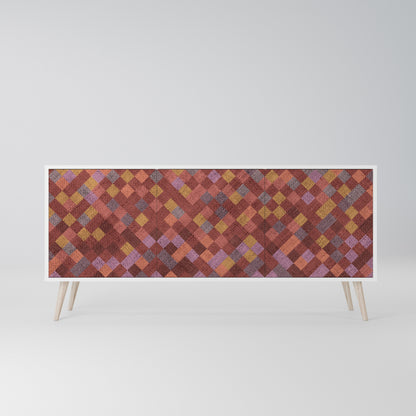 PAINTED SQUARES Madia a 3 Ante in Finitura Bianca