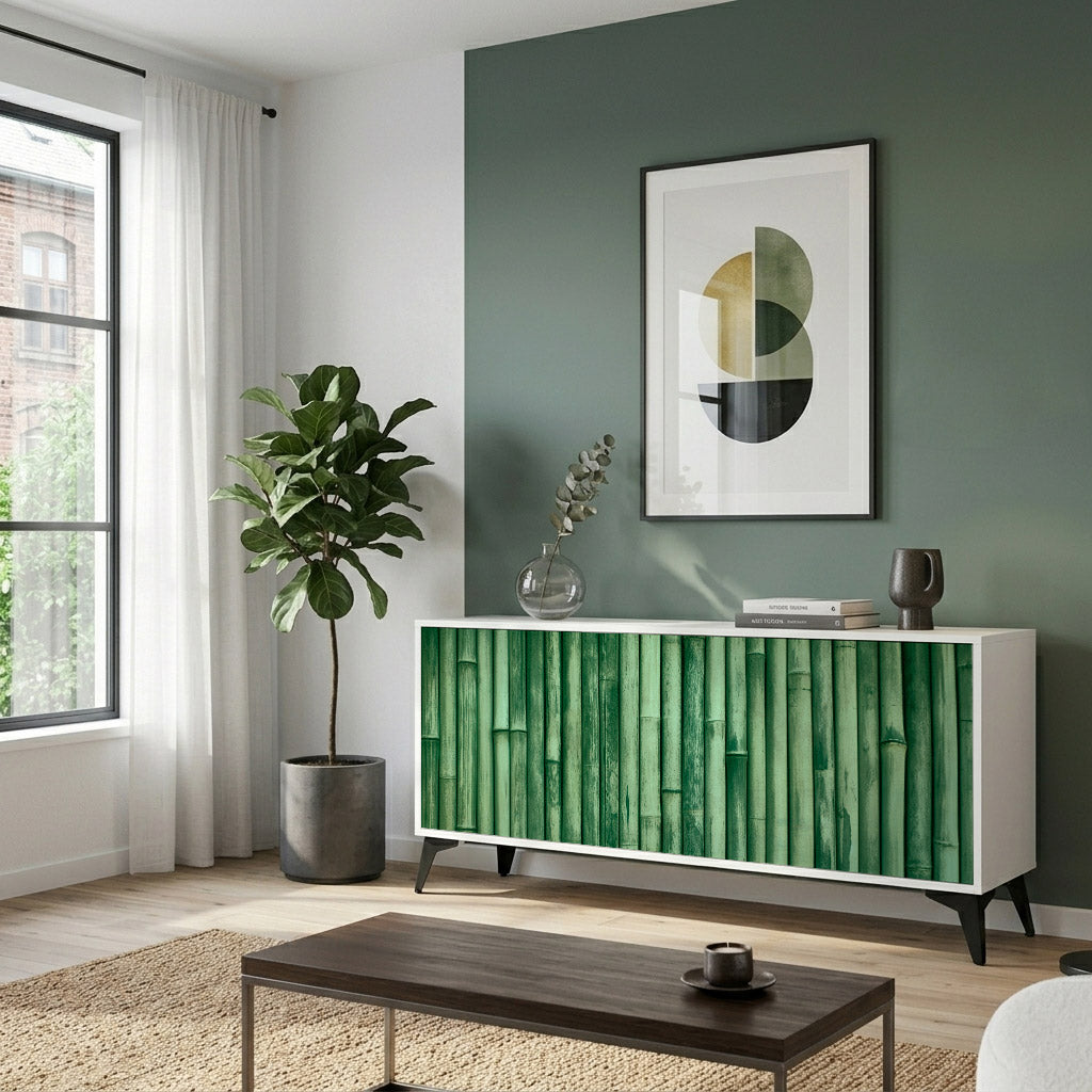 NATURAL GREEN Madia a 3 Ante in Finitura Bianca