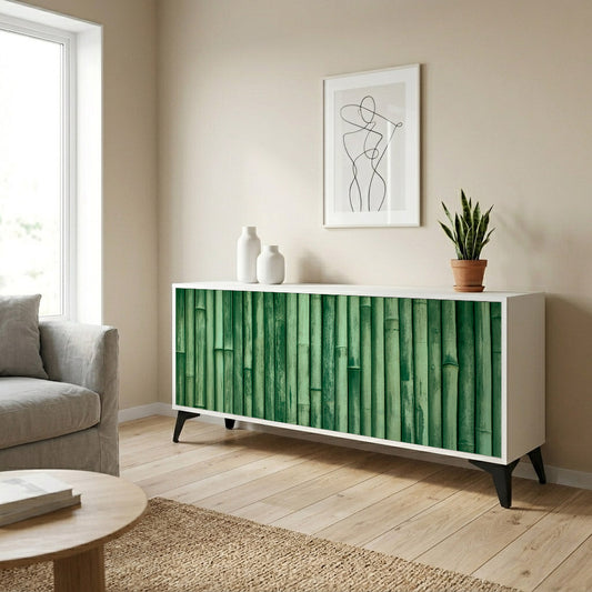 NATURAL GREEN 3-Door Sideboard in White Finish