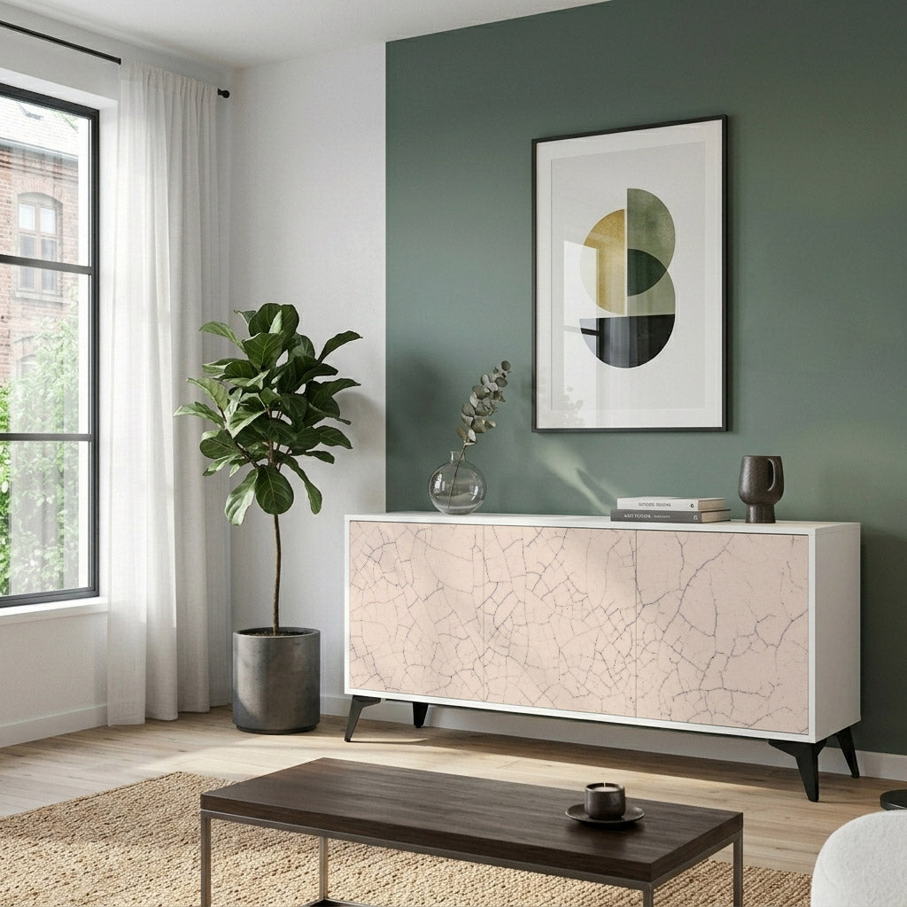 CERAMIC TEXTURE Madia a 3 Ante in Finitura Bianca