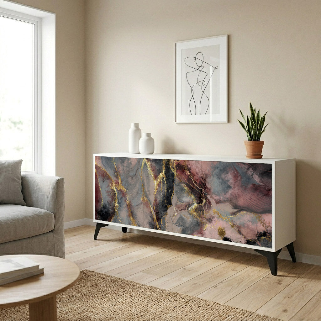 GOLDEN TIDES Madia a 3 Ante in Finitura Bianca