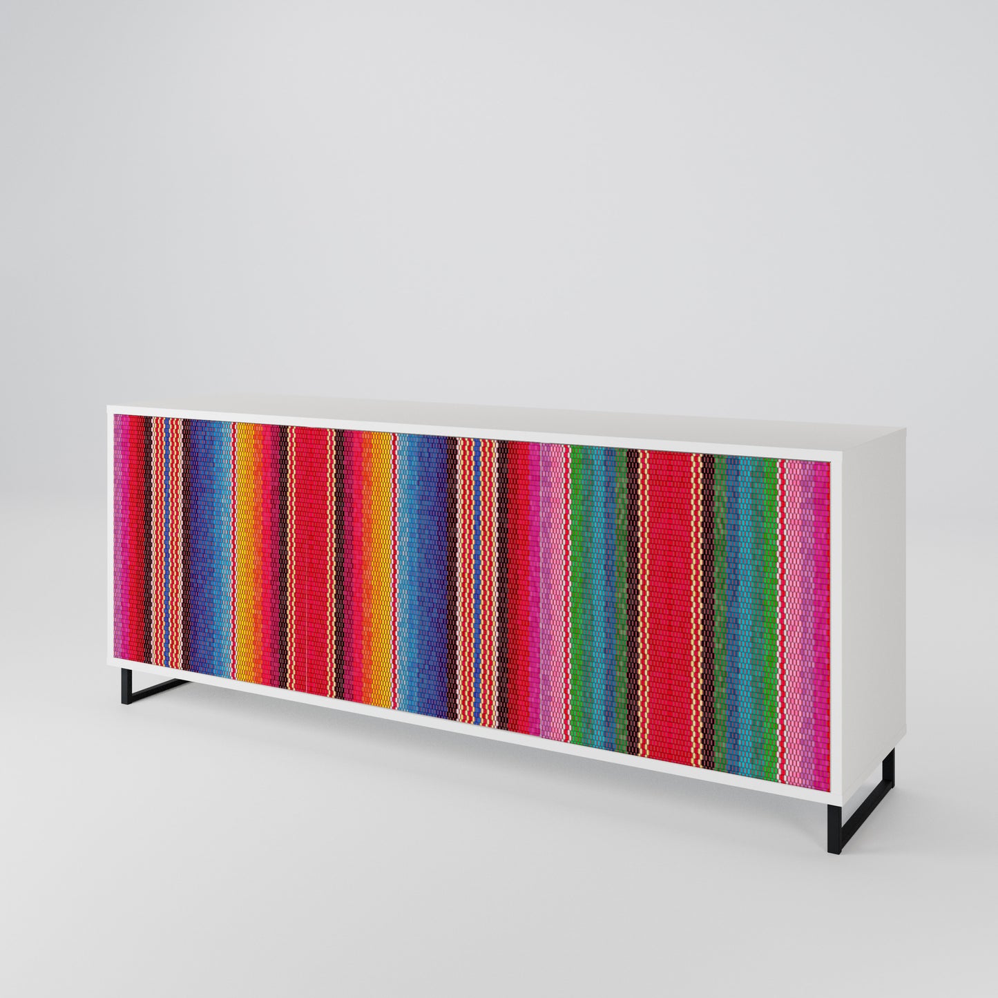 ETHNIC MEXICAN 3-Door Sideboard in White Finish