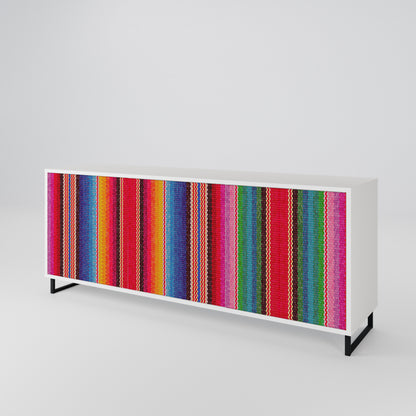 ETHNIC MEXICAN 3-Door Sideboard in White Finish