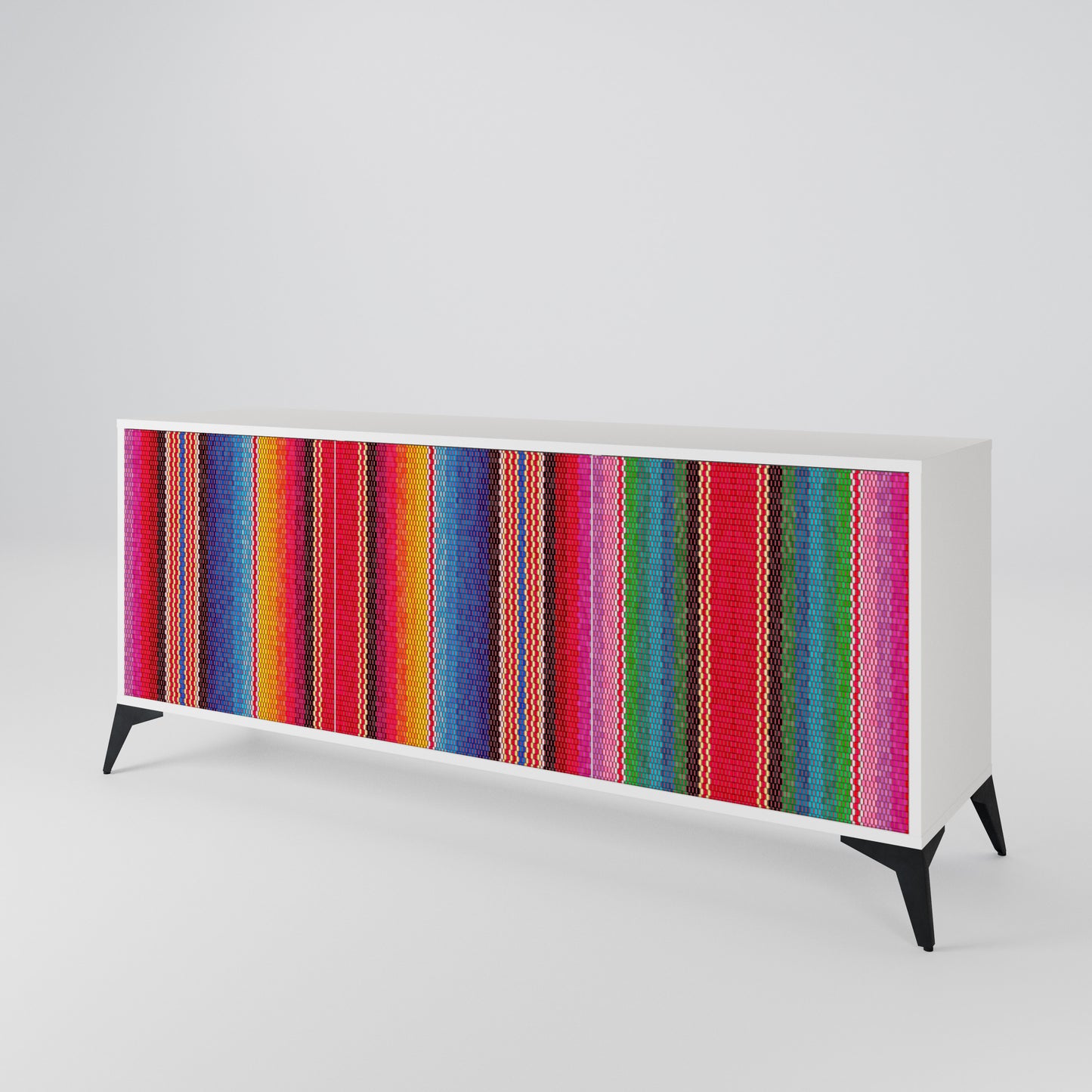 ETHNIC MEXICAN 3-Door Sideboard in White Finish