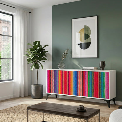ETHNIC MEXICAN 3-Door Sideboard in White Finish