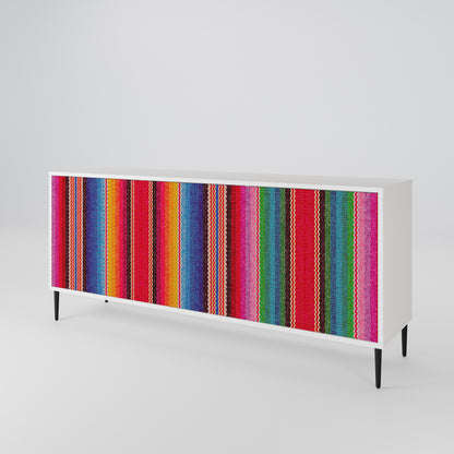 ETHNIC MEXICAN 3-Door Sideboard in White Finish