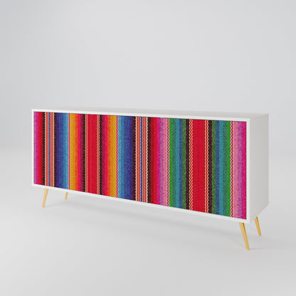 ETHNIC MEXICAN 3-Door Sideboard in White Finish