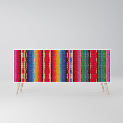 ETHNIC MEXICAN 3-Door Sideboard in White Finish