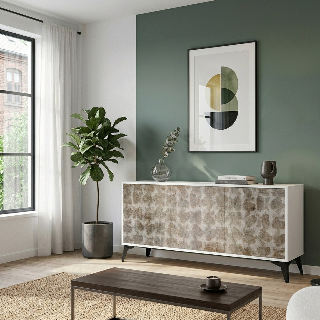 SLIGHTLY BLURRED 3-Door Sideboard in White Finish