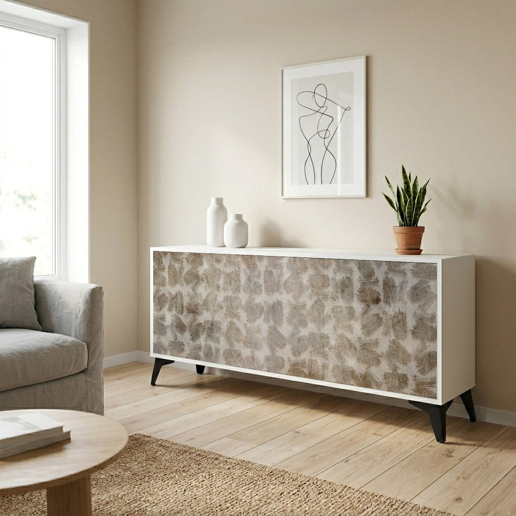 SLIGHTLY BLURRED 3-Door Sideboard in White Finish