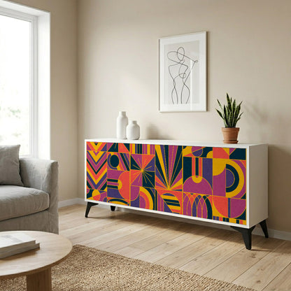 ELECTRIC PATTERNS Madia a 3 Ante in Finitura Bianca
