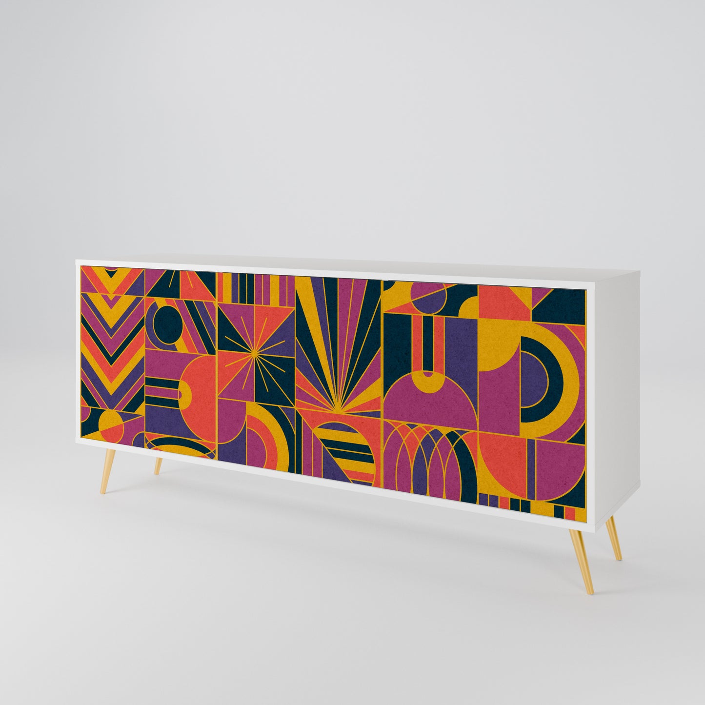 ELECTRIC PATTERNS Madia a 3 Ante in Finitura Bianca