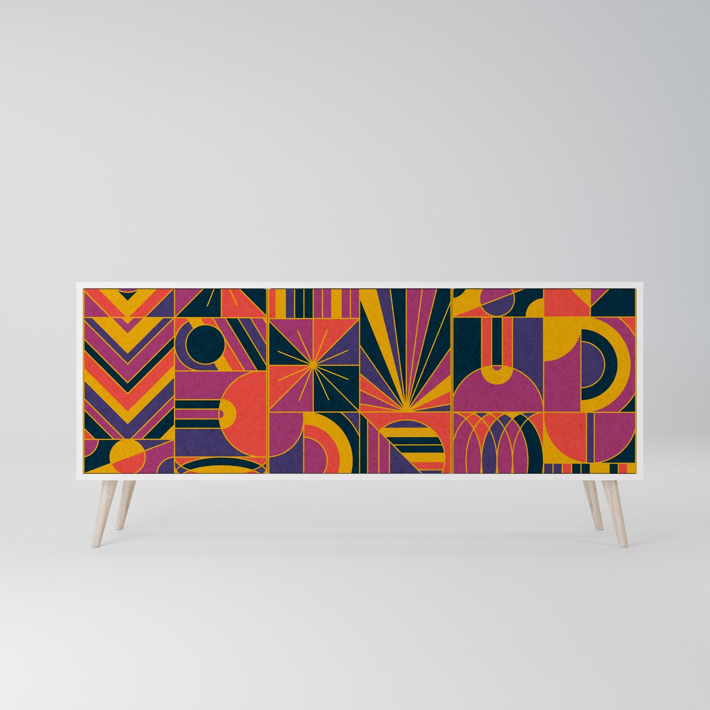 ELECTRIC PATTERNS Madia a 3 Ante in Finitura Bianca