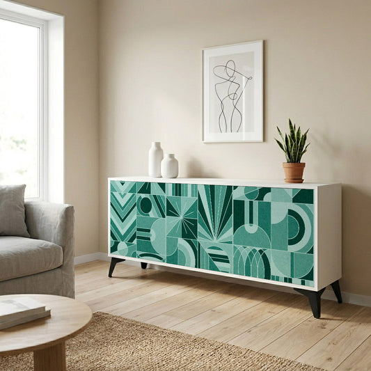 HARMONIC GRID 3-Door Sideboard in White Finish