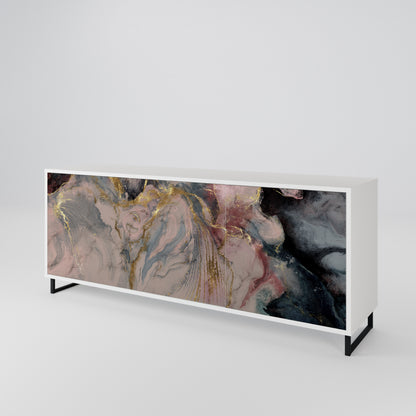 GILDED SWIRLS Madia a 3 Ante in Finitura Bianca