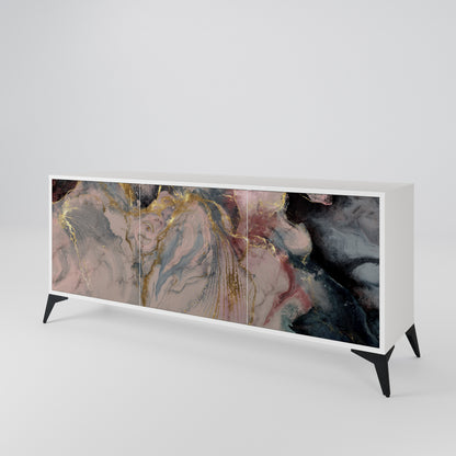 GILDED SWIRLS Madia a 3 Ante in Finitura Bianca