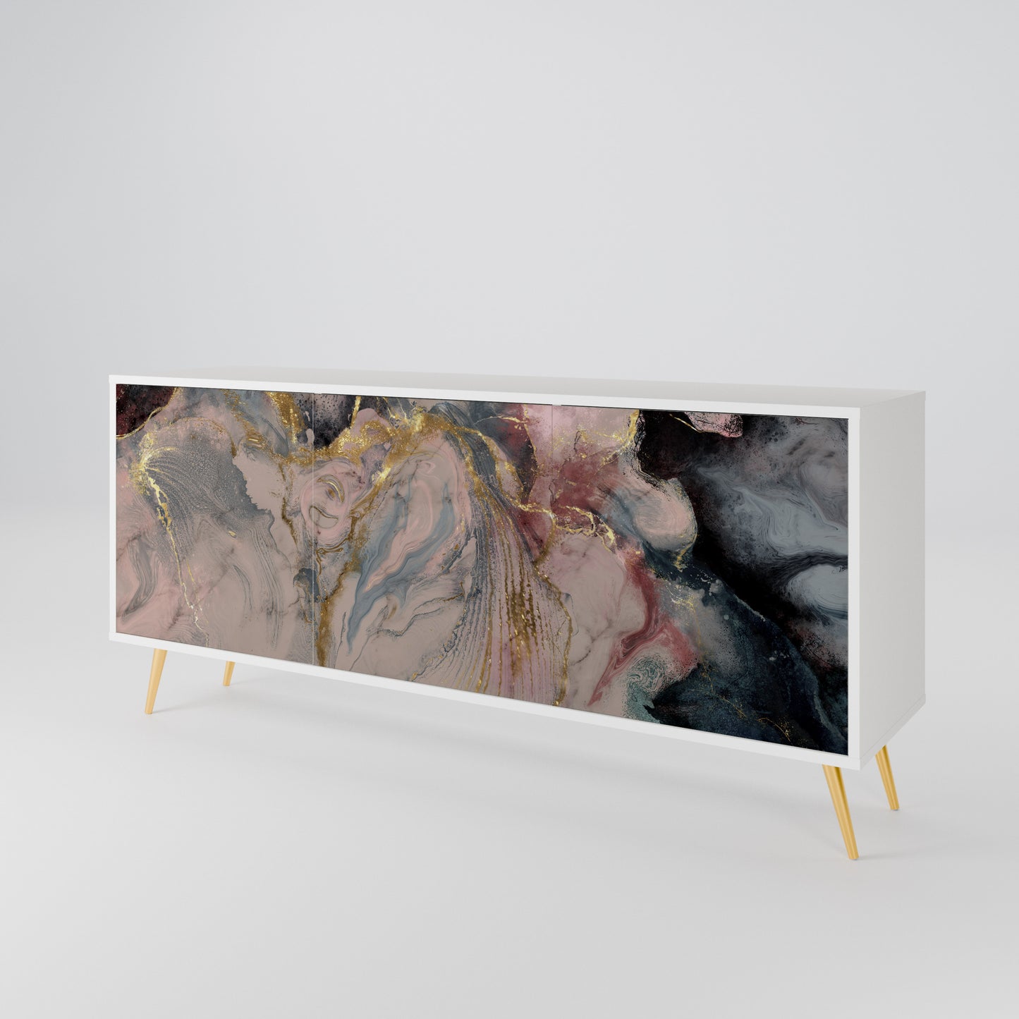 GILDED SWIRLS Madia a 3 Ante in Finitura Bianca