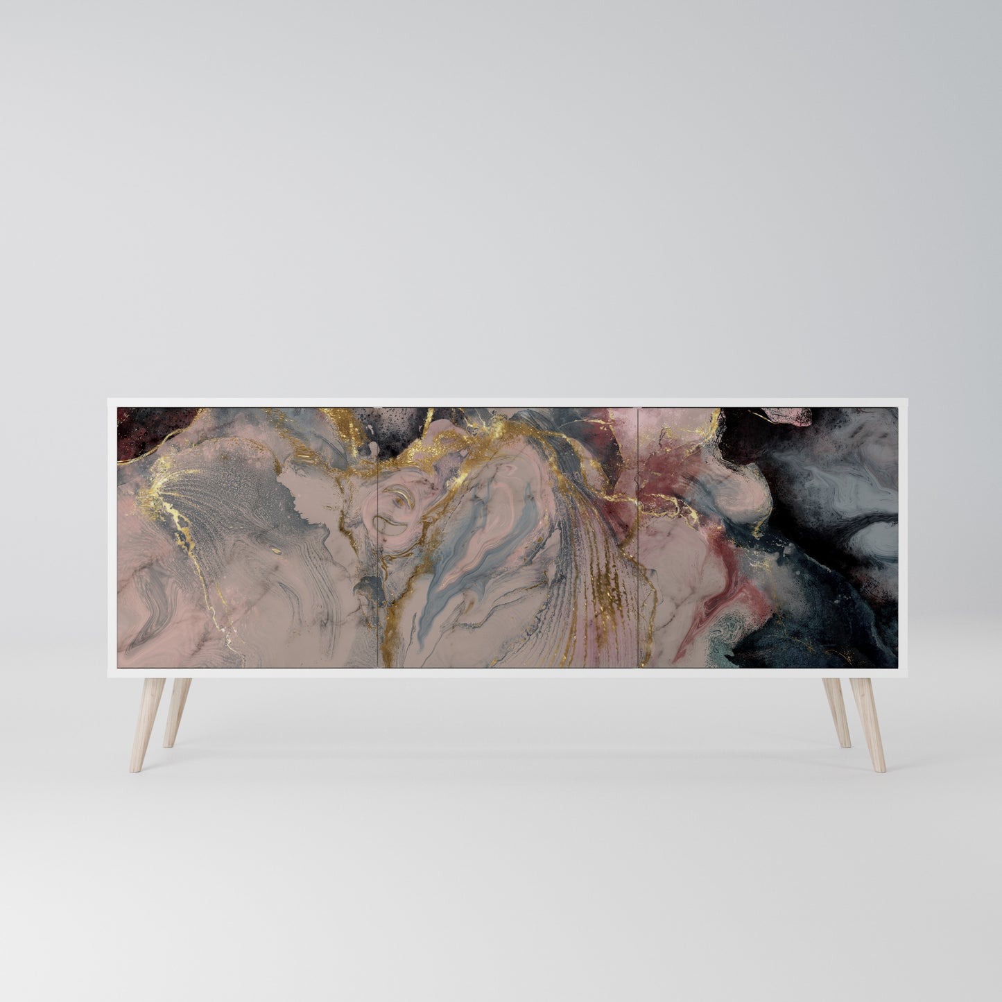 GILDED SWIRLS Madia a 3 Ante in Finitura Bianca