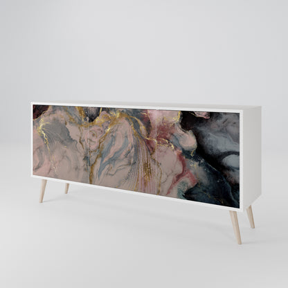 GILDED SWIRLS Madia a 3 Ante in Finitura Bianca