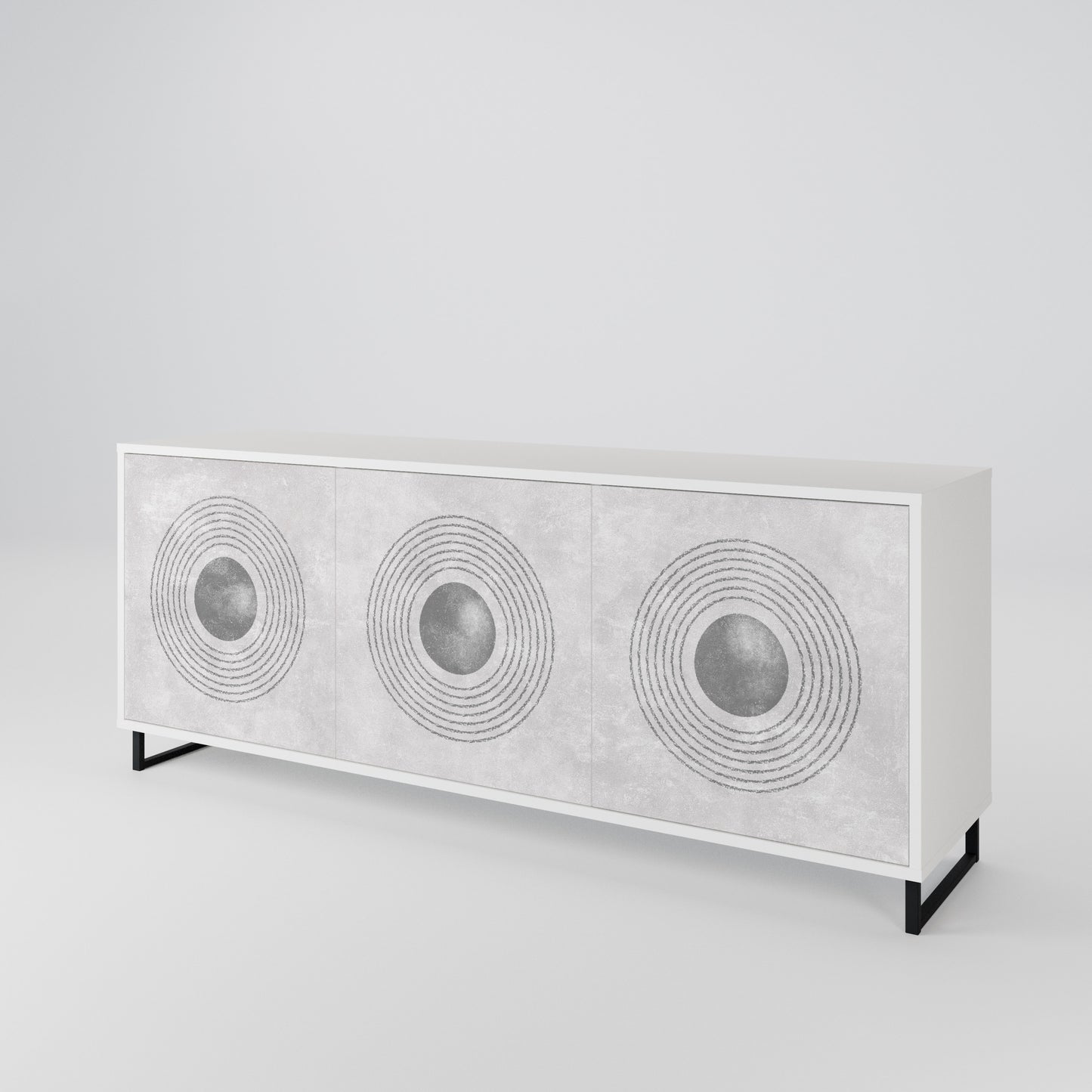 SOLID CIRCLES Madia a 3 Ante in Finitura Bianca