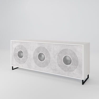 SOLID CIRCLES Madia a 3 Ante in Finitura Bianca