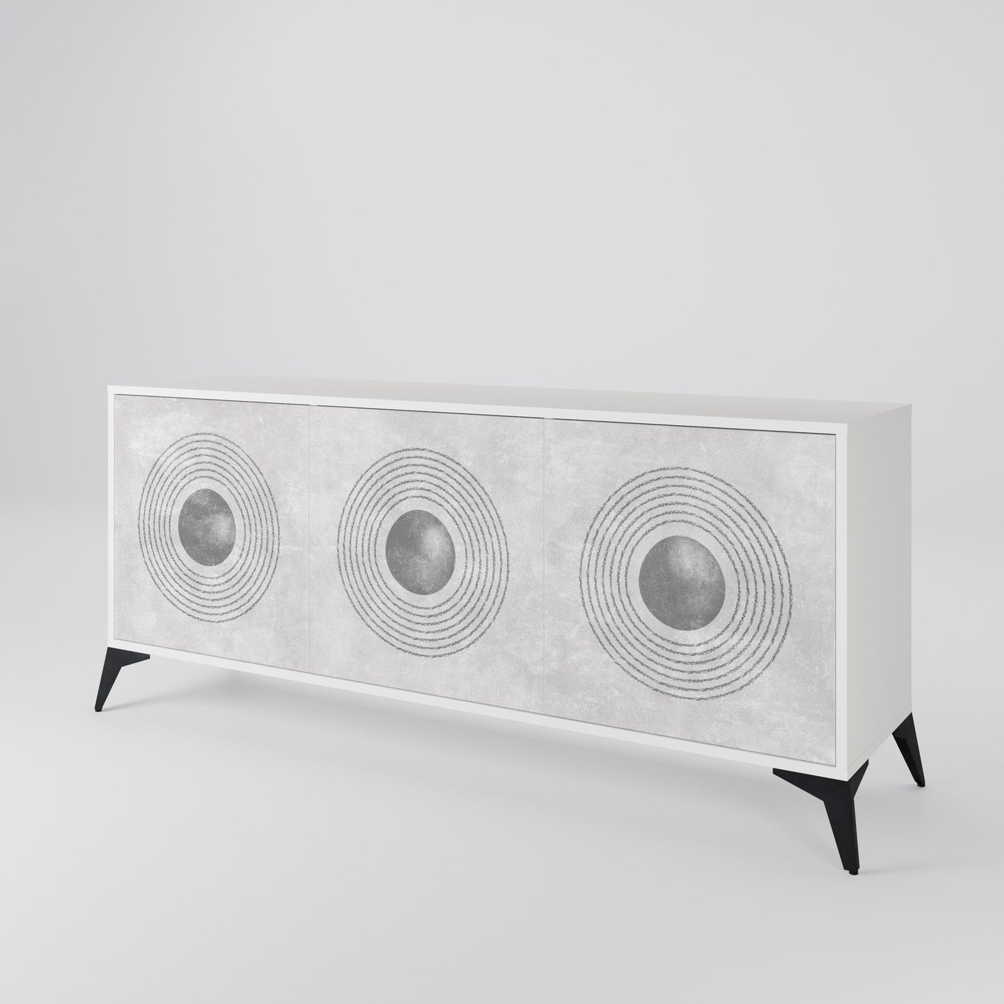 SOLID CIRCLES Madia a 3 Ante in Finitura Bianca