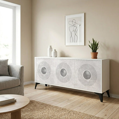 SOLID CIRCLES Madia a 3 Ante in Finitura Bianca