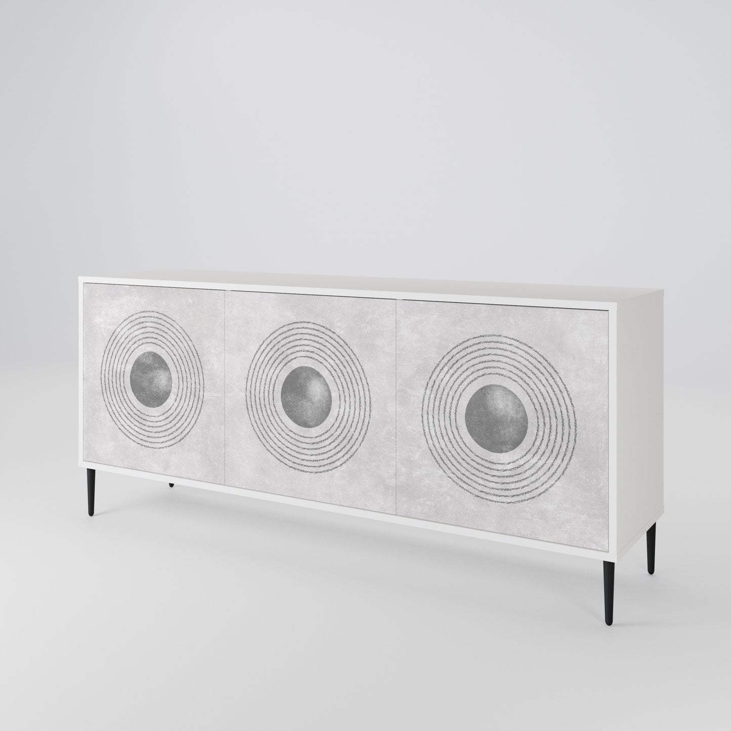 SOLID CIRCLES Madia a 3 Ante in Finitura Bianca