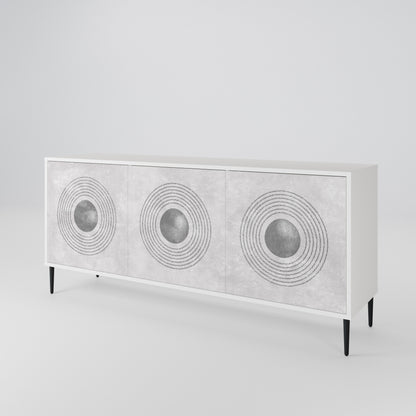 SOLID CIRCLES Madia a 3 Ante in Finitura Bianca