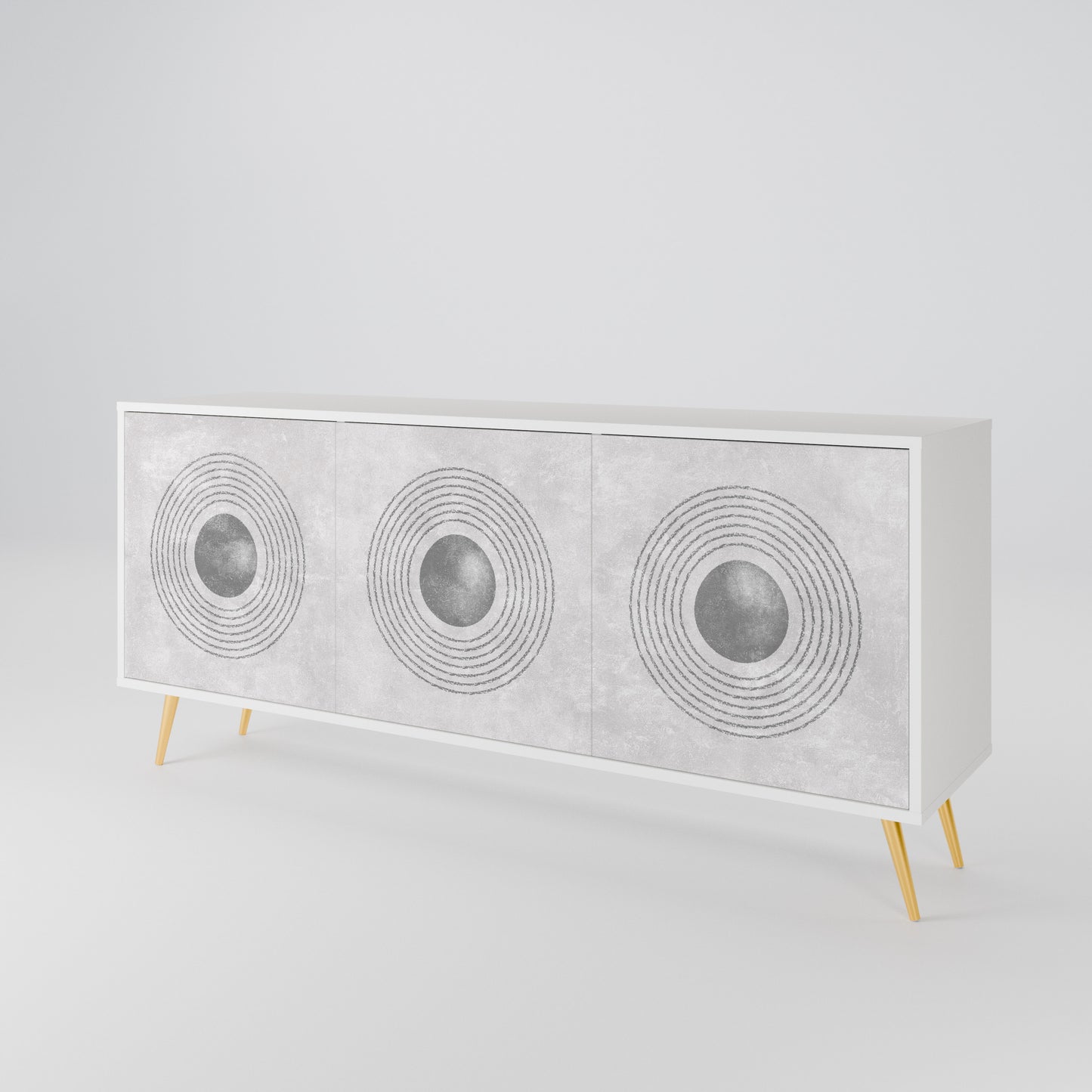 SOLID CIRCLES Madia a 3 Ante in Finitura Bianca