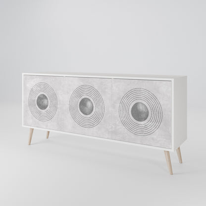 SOLID CIRCLES Madia a 3 Ante in Finitura Bianca