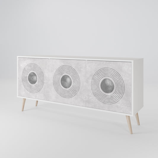 SOLID CIRCLES 3-Door Sideboard in White Finish