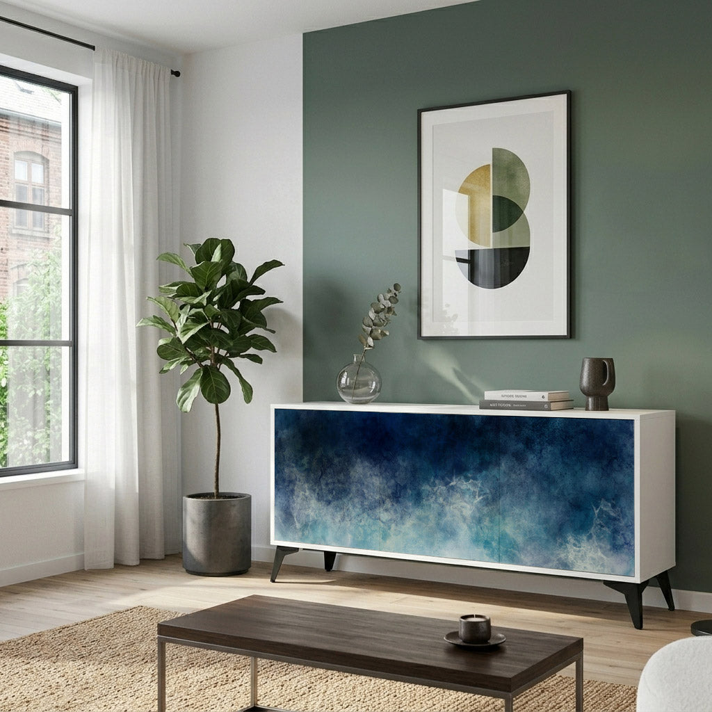 CELESTIAL FALL 3-Door Sideboard in White Finish