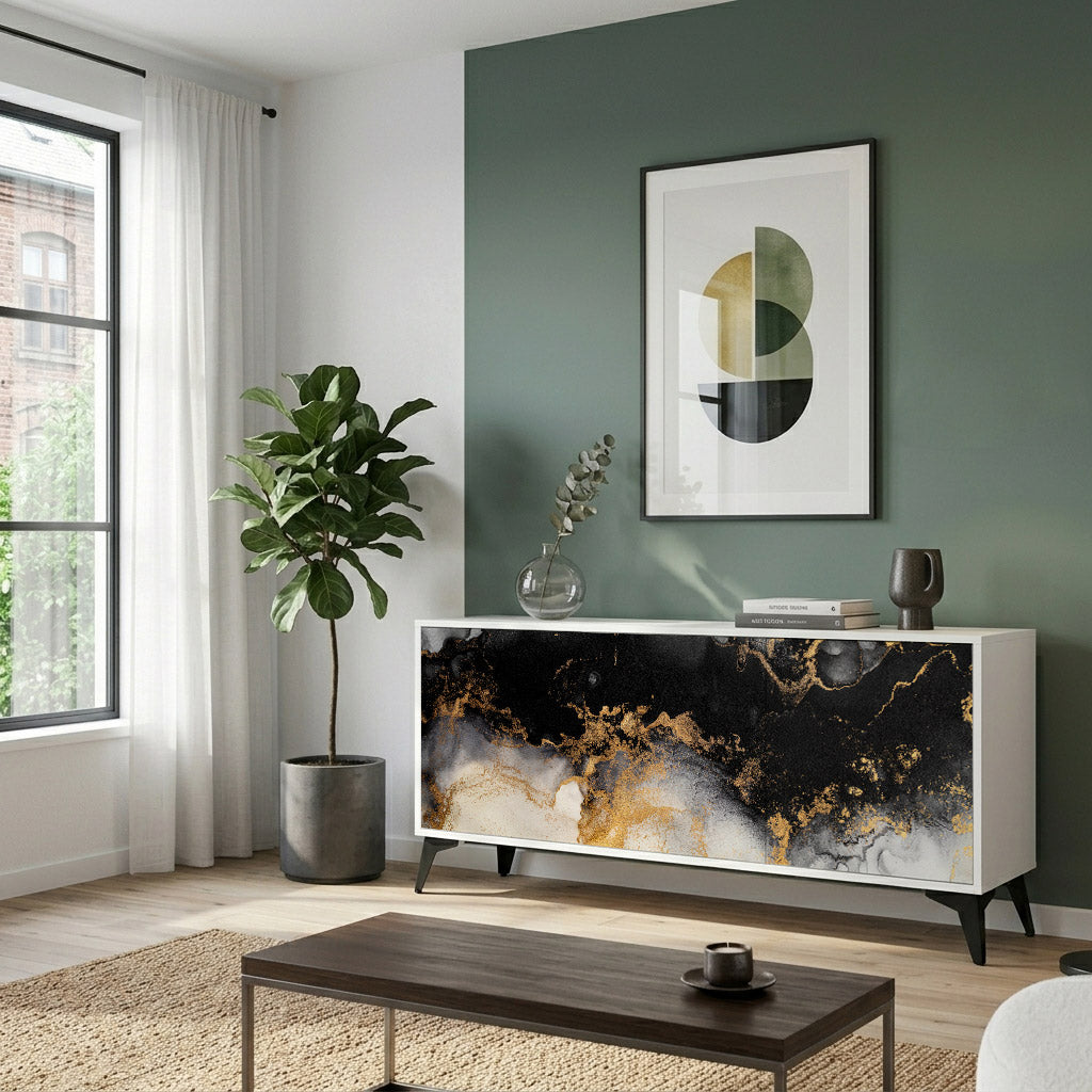 MARBLE OF TOMMORROW Madia a 3 Ante in Finitura Bianca