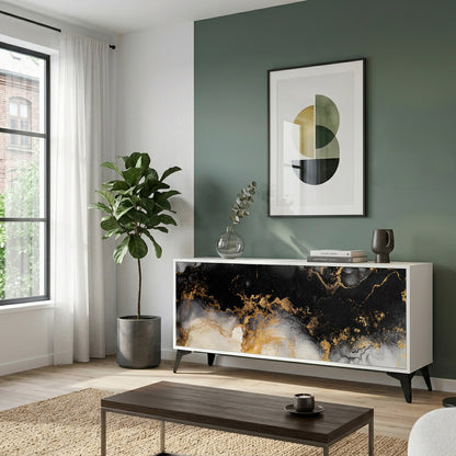 MARBLE OF TOMMORROW Madia a 3 Ante in Finitura Bianca