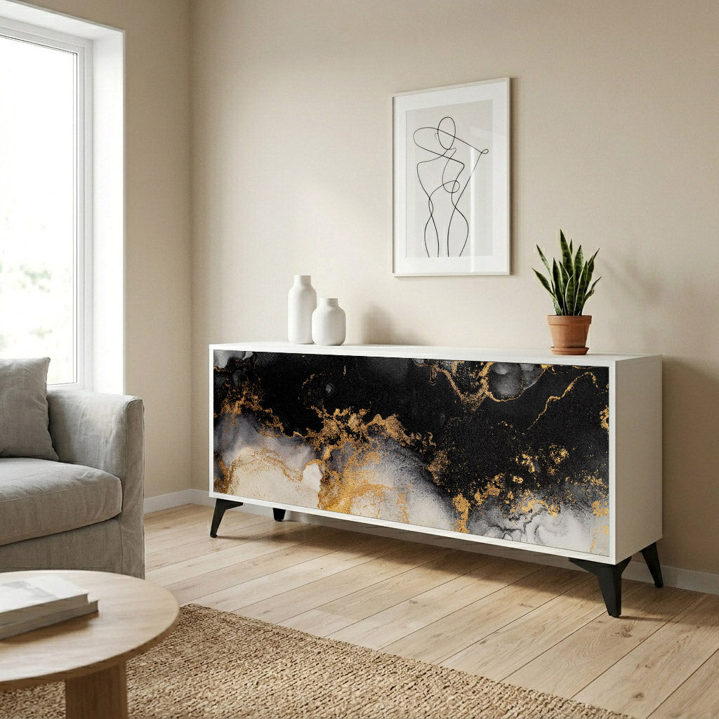 MARBLE OF TOMMORROW Madia a 3 Ante in Finitura Bianca