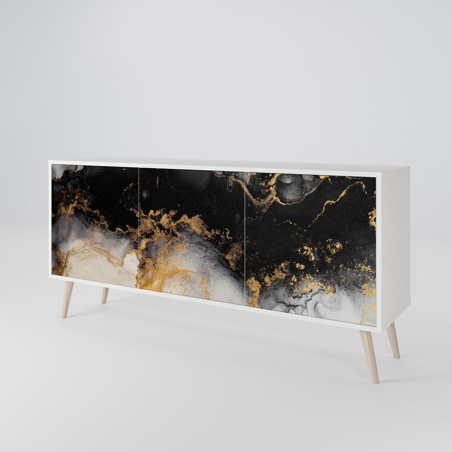 MARBLE OF TOMMORROW Madia a 3 Ante in Finitura Bianca