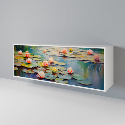 BLOOMING WATERS 3-Door Sideboard in White Finish