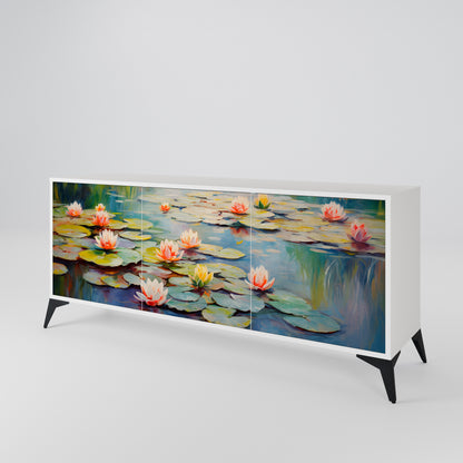 BLOOMING WATERS 3-Door Sideboard in White Finish
