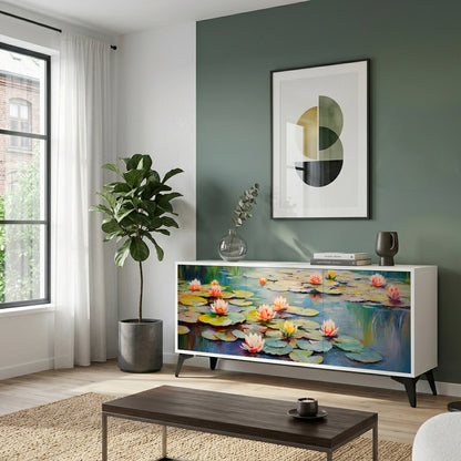 BLOOMING WATERS 3-Door Sideboard in White Finish