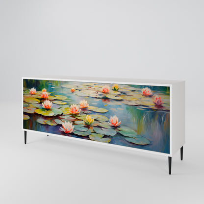 BLOOMING WATERS 3-Door Sideboard in White Finish