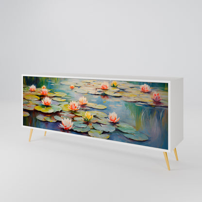 BLOOMING WATERS 3-Door Sideboard in White Finish