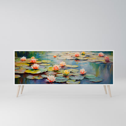 BLOOMING WATERS 3-Door Sideboard in White Finish