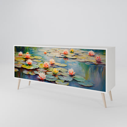 BLOOMING WATERS 3-Door Sideboard in White Finish