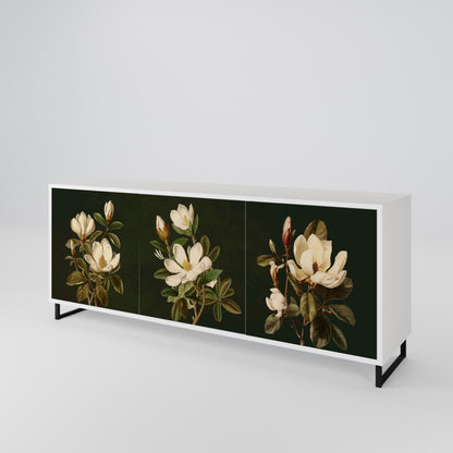 FLORAL NOIR Madia a 3 Ante in Finitura Bianca