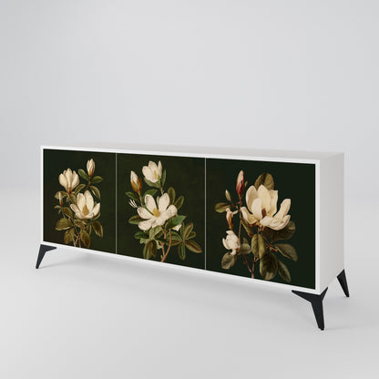 FLORAL NOIR Madia a 3 Ante in Finitura Bianca