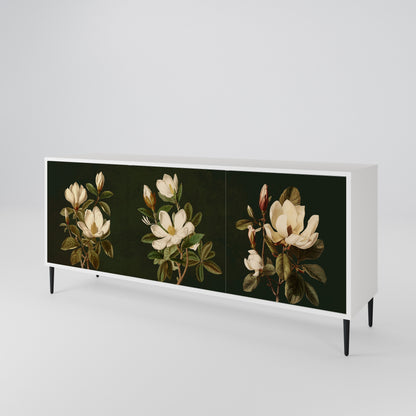 FLORAL NOIR Madia a 3 Ante in Finitura Bianca