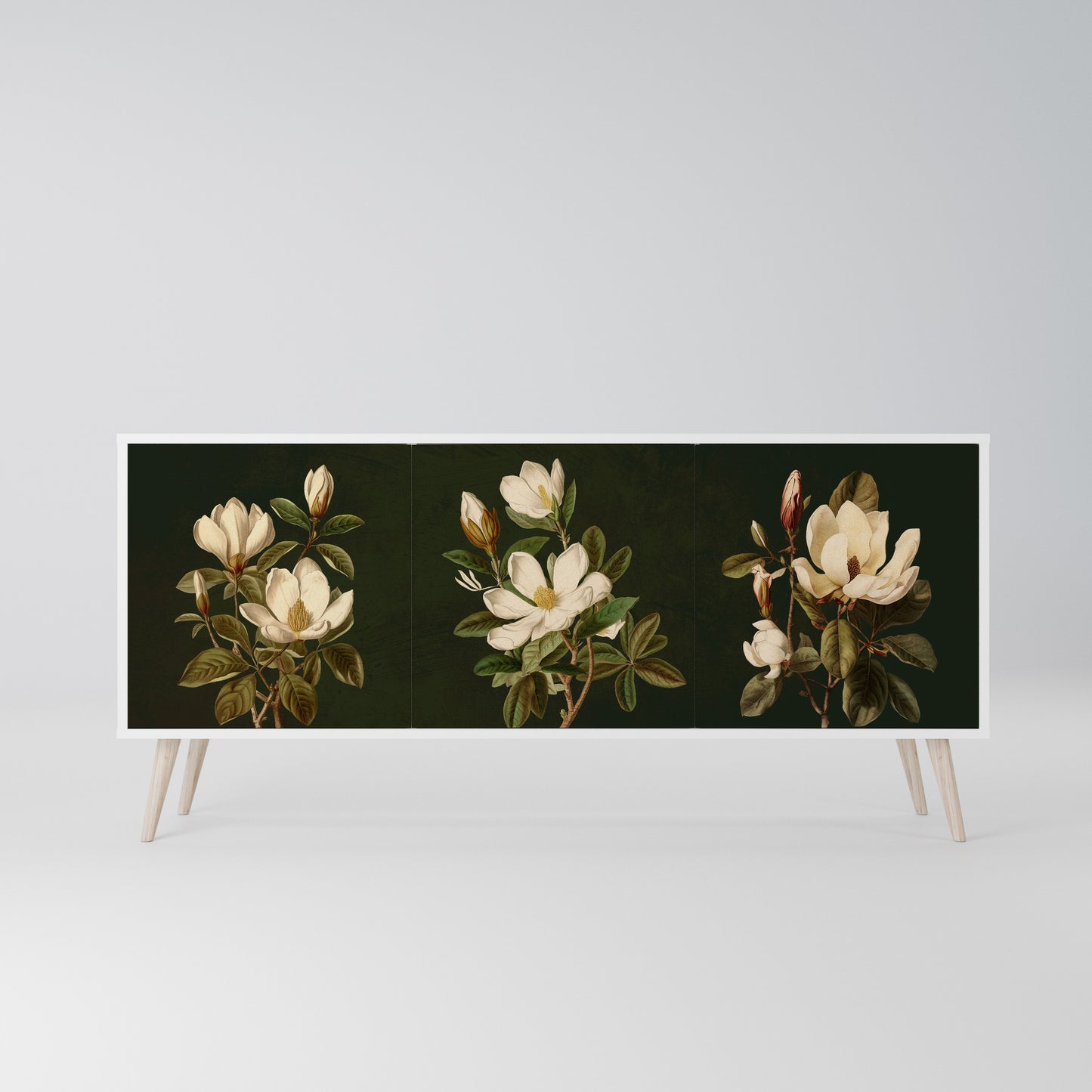 FLORAL NOIR Madia a 3 Ante in Finitura Bianca