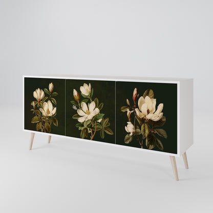 FLORAL NOIR Madia a 3 Ante in Finitura Bianca
